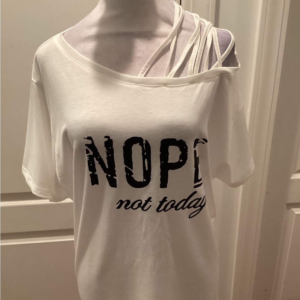"NOPE not today" Women's Off-Shoulder Tee